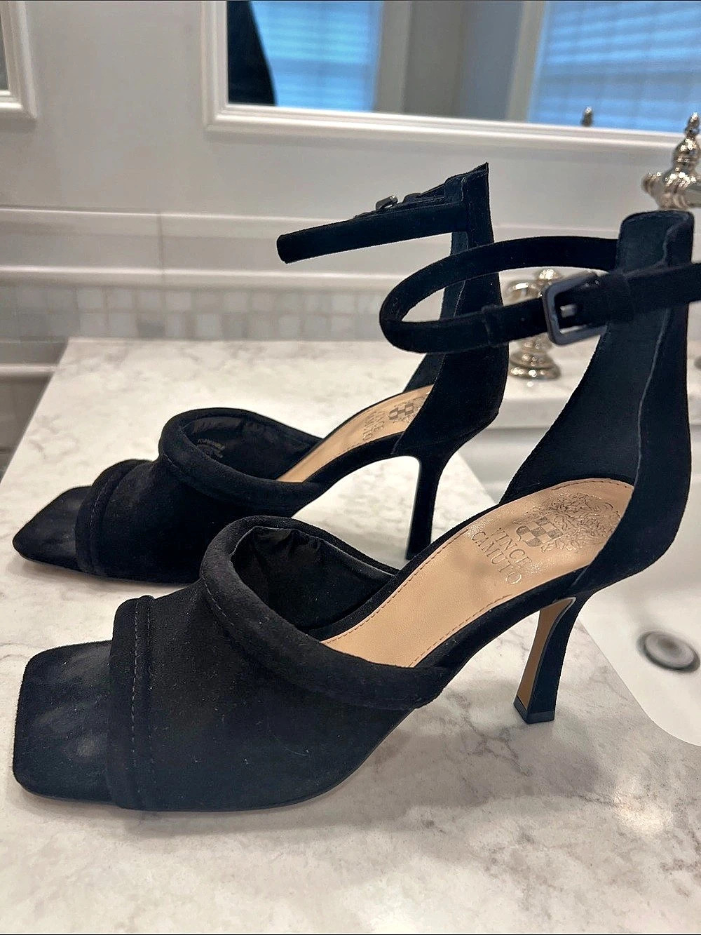 Vince Camuto Black Ankle Strap Heels